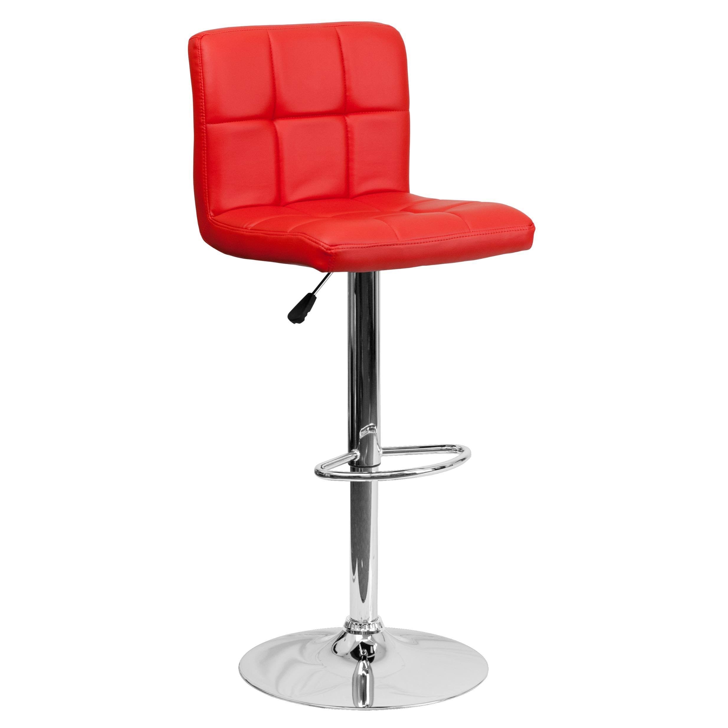 Black Quilted Vinyl Adjustable Height Barstool with Chrome Base D2765