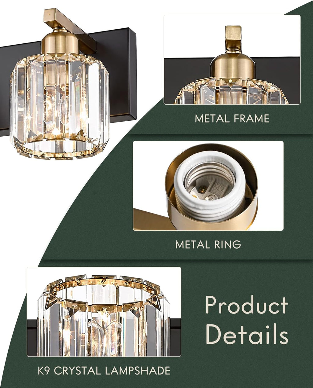 3-Light Crystal Vanity Light with Polished Gold Finish B312