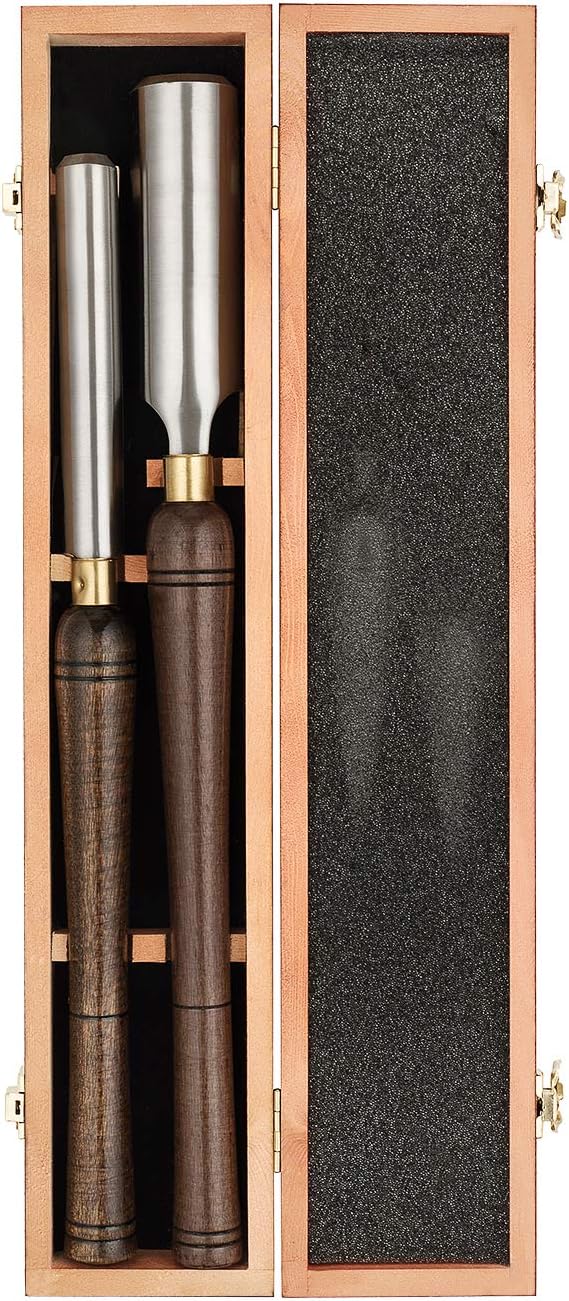 2-Pieces HSS Roughing Gouge Lathe Chisel Set with Walnut Handle W42541