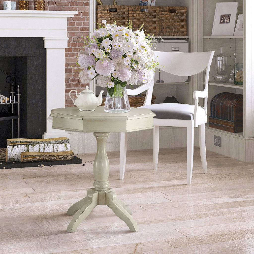 Blue Solid Wood Octagon Side Table R298892