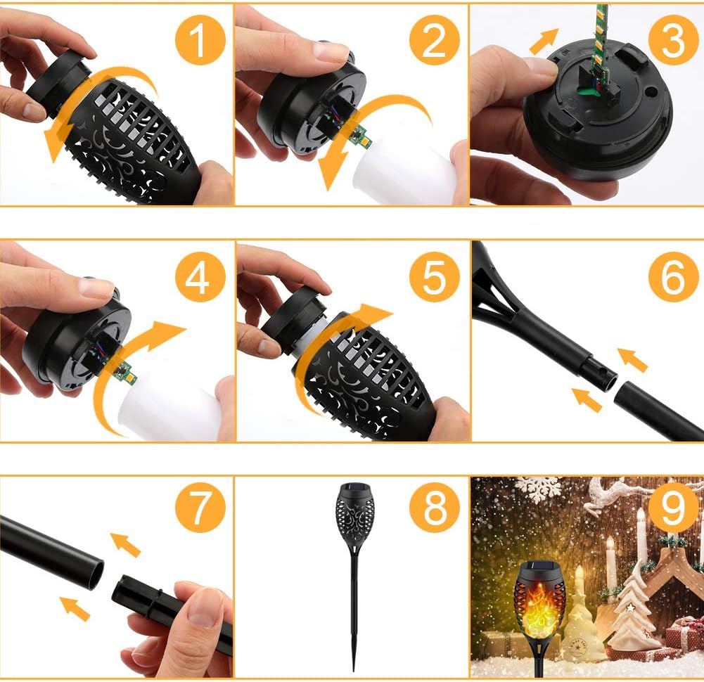 8Pack Solar Torch Light with Flickering Flame F365