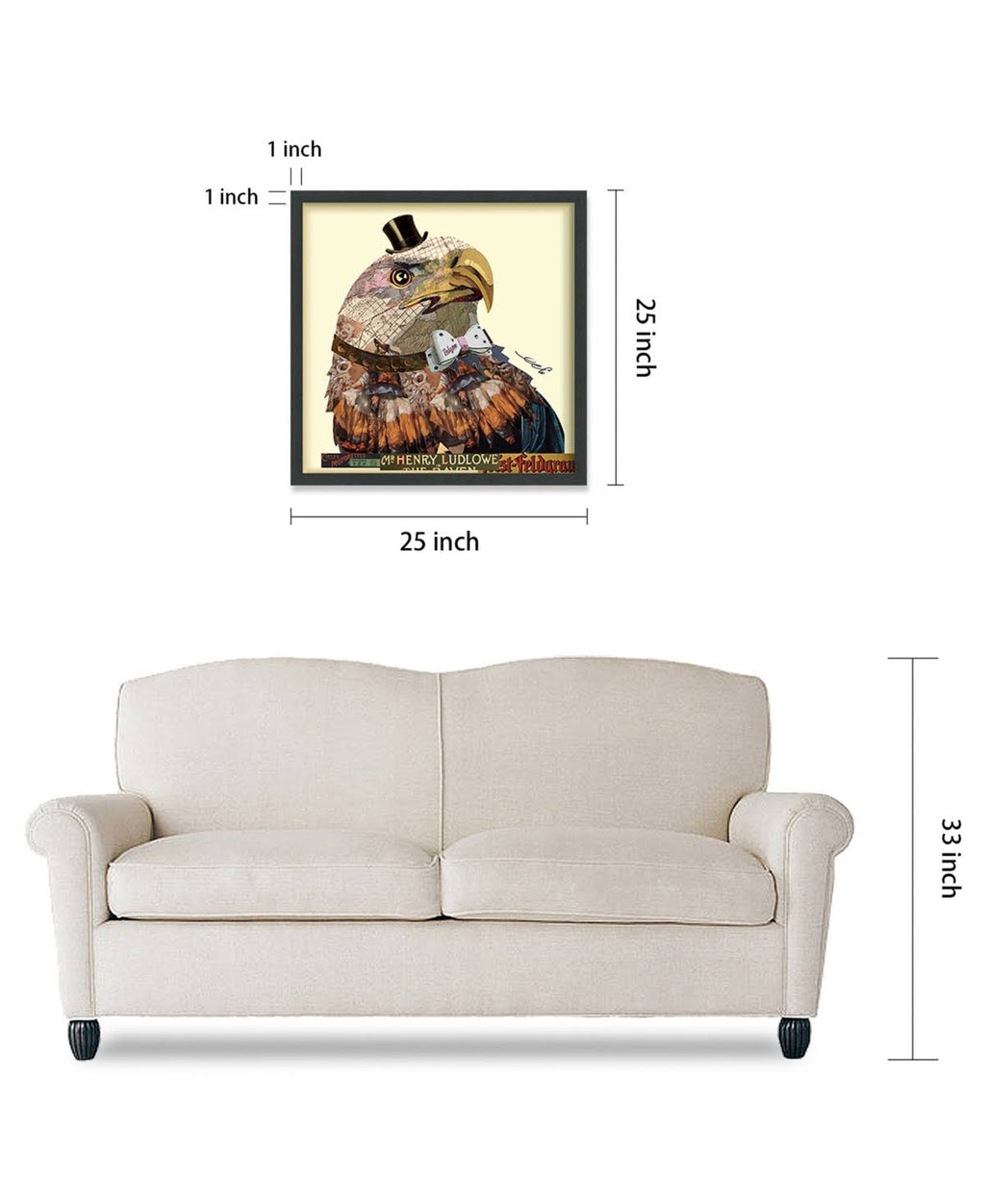 Hand Made Signed Art Collage Under Tempered Glass in Black Frame Q770