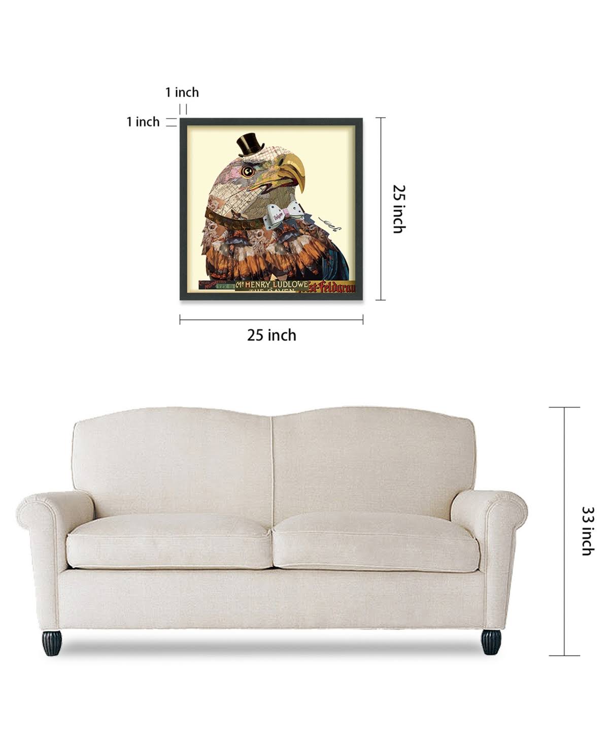 Hand Made Signed Art Collage Under Tempered Glass in Black Frame Q770