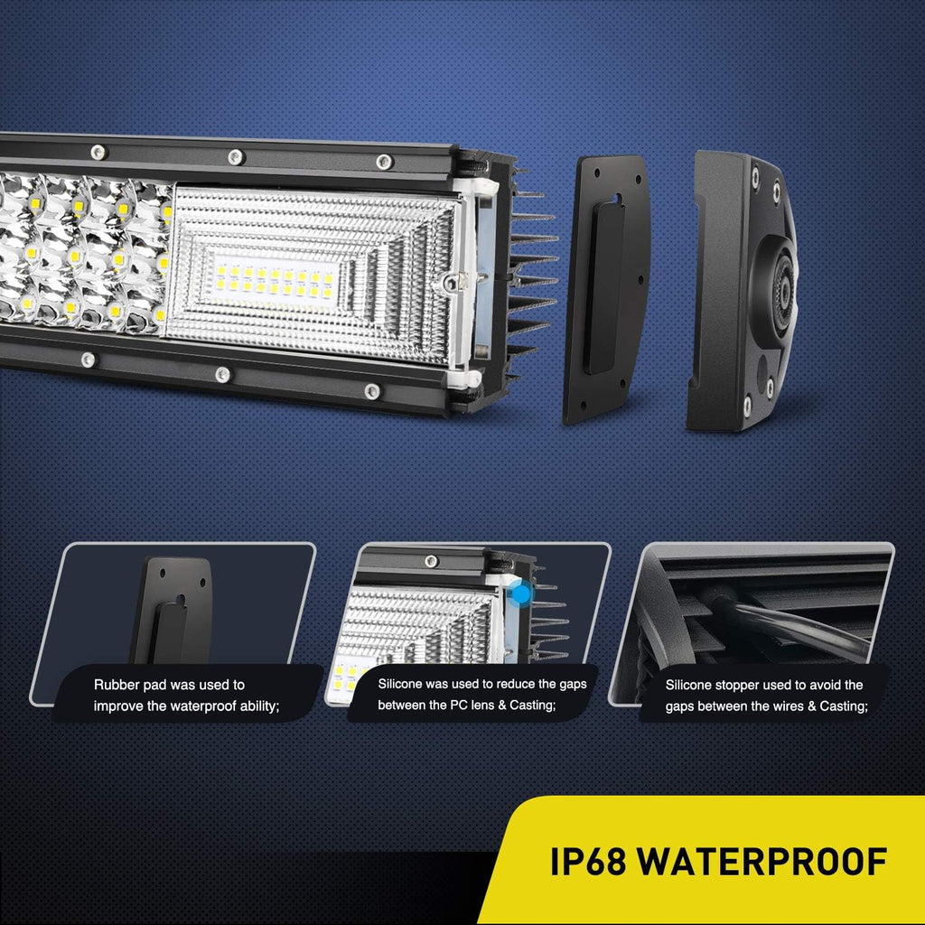LED Light Bar 42Inch 648W Triple Row Flood Spot Combo 43000LM Driving Lights Z4930