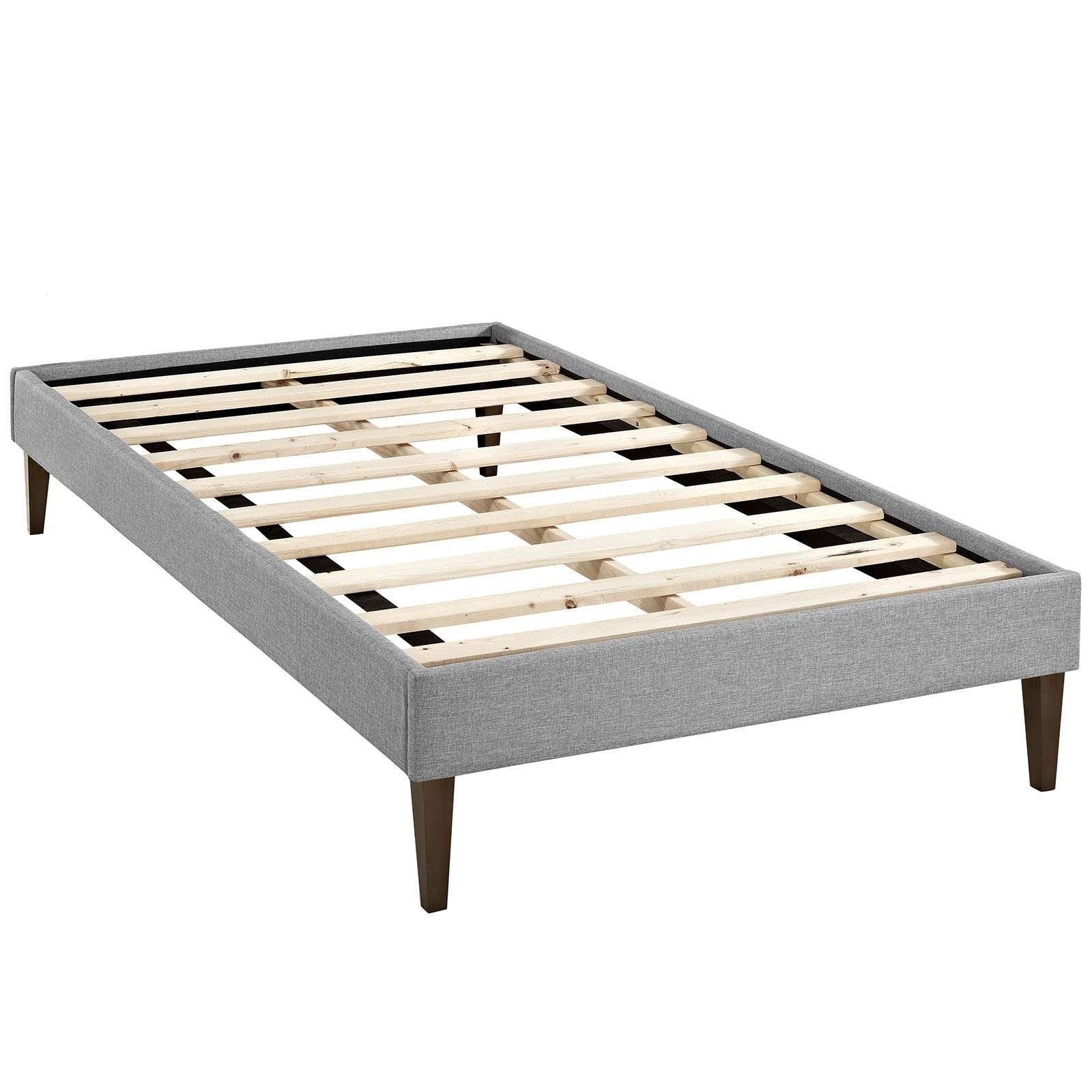 Twin Fabric Bed Frame with Squared Tapered Legs, Light Gray K8997