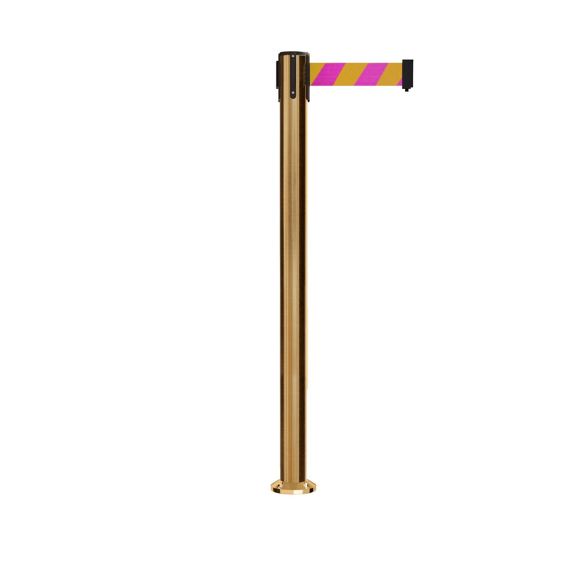 Satin Brass Retractable Belt Barrier Stanchion with 11Ft. Belt G258294