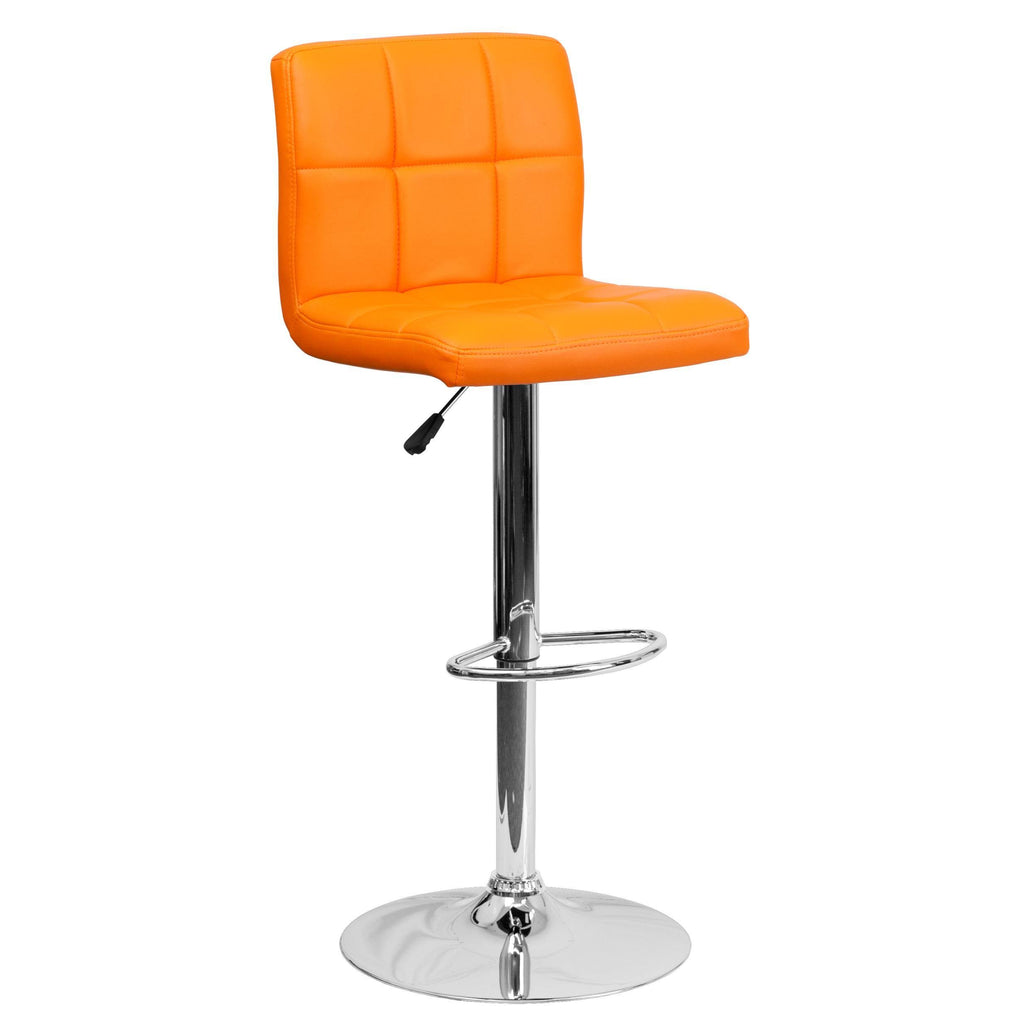Black Quilted Vinyl Adjustable Height Barstool with Chrome Base D2765
