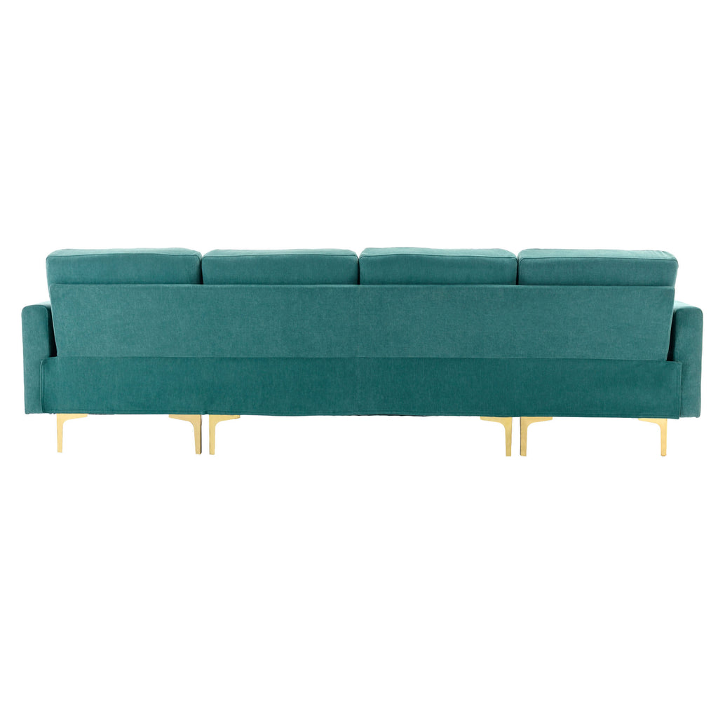 Green L-Shape Convertible Sectional Sofa with Movable Ottoman I71886