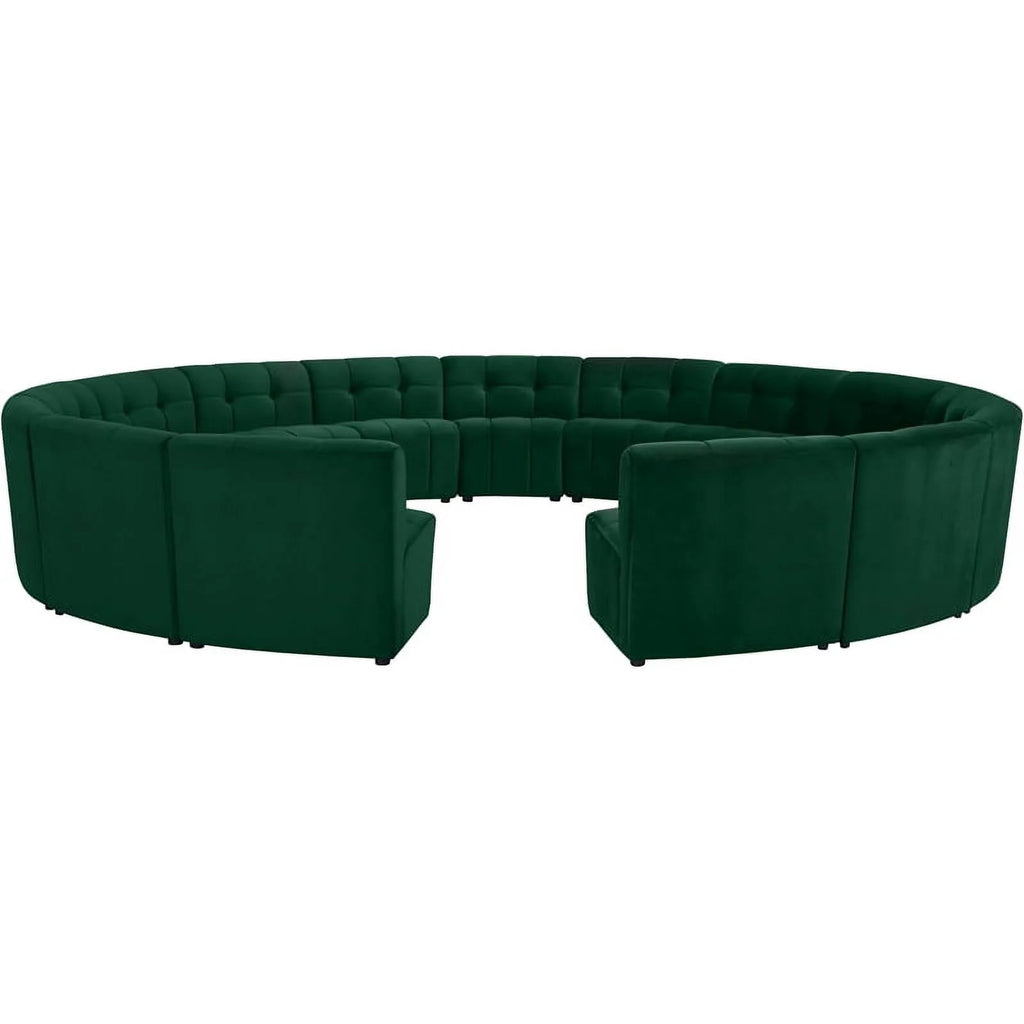 Green Velvet Tufted Modular 15 Piece Sectional Sofa E12722