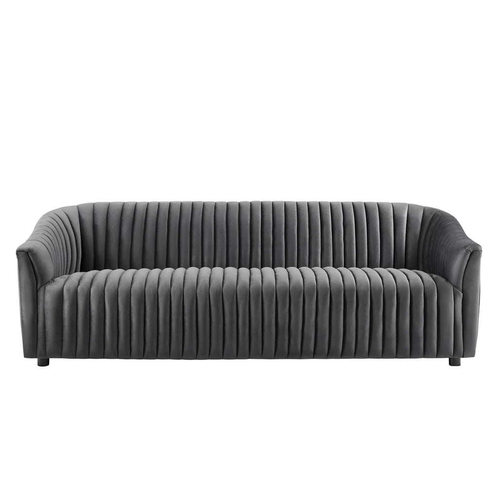 Charcoal Performance Velvet Channel Tufted Sofa Z503104
