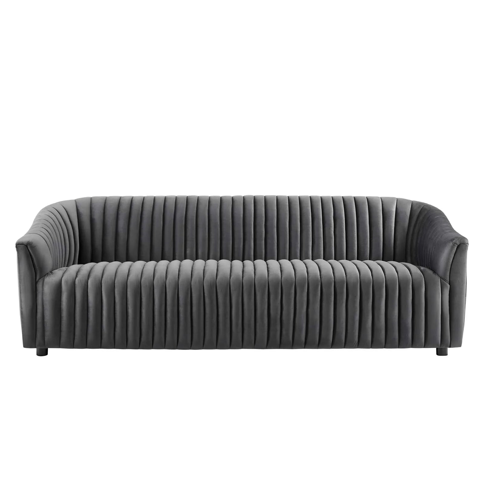 Charcoal Performance Velvet Channel Tufted Sofa Z503104