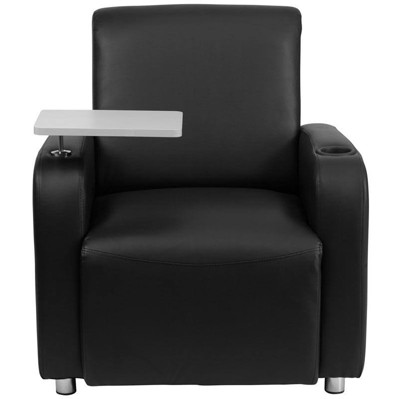 Gray Leather Guest Chair with Tablet Arm and Cup Holder U360066