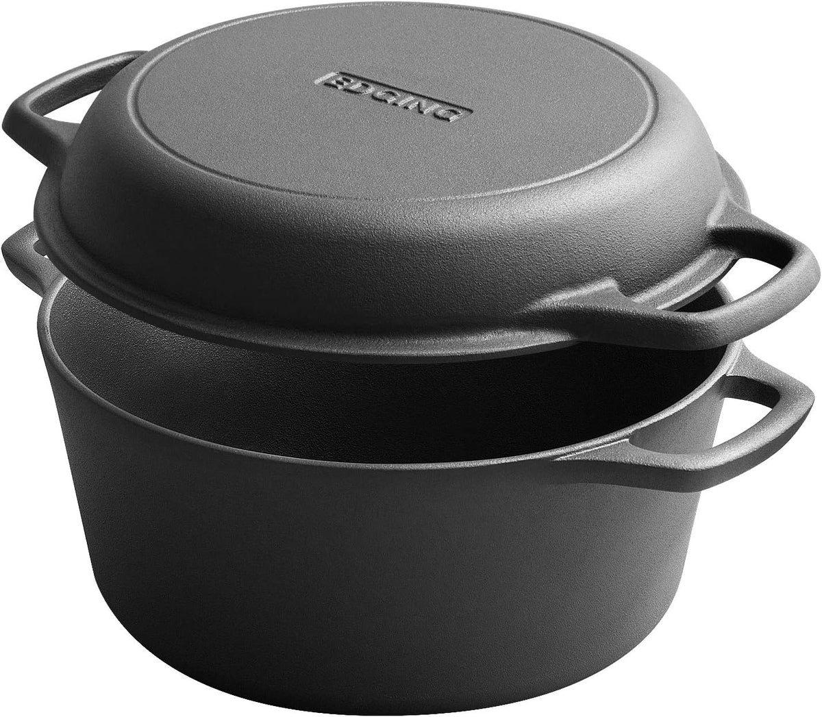 2-In-1 Pre-Seasoned Cast Iron Dutch Oven Set, 5-Quart Pack of 2 I98823