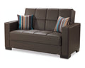 Brown PU Leatherette Loveseat I697