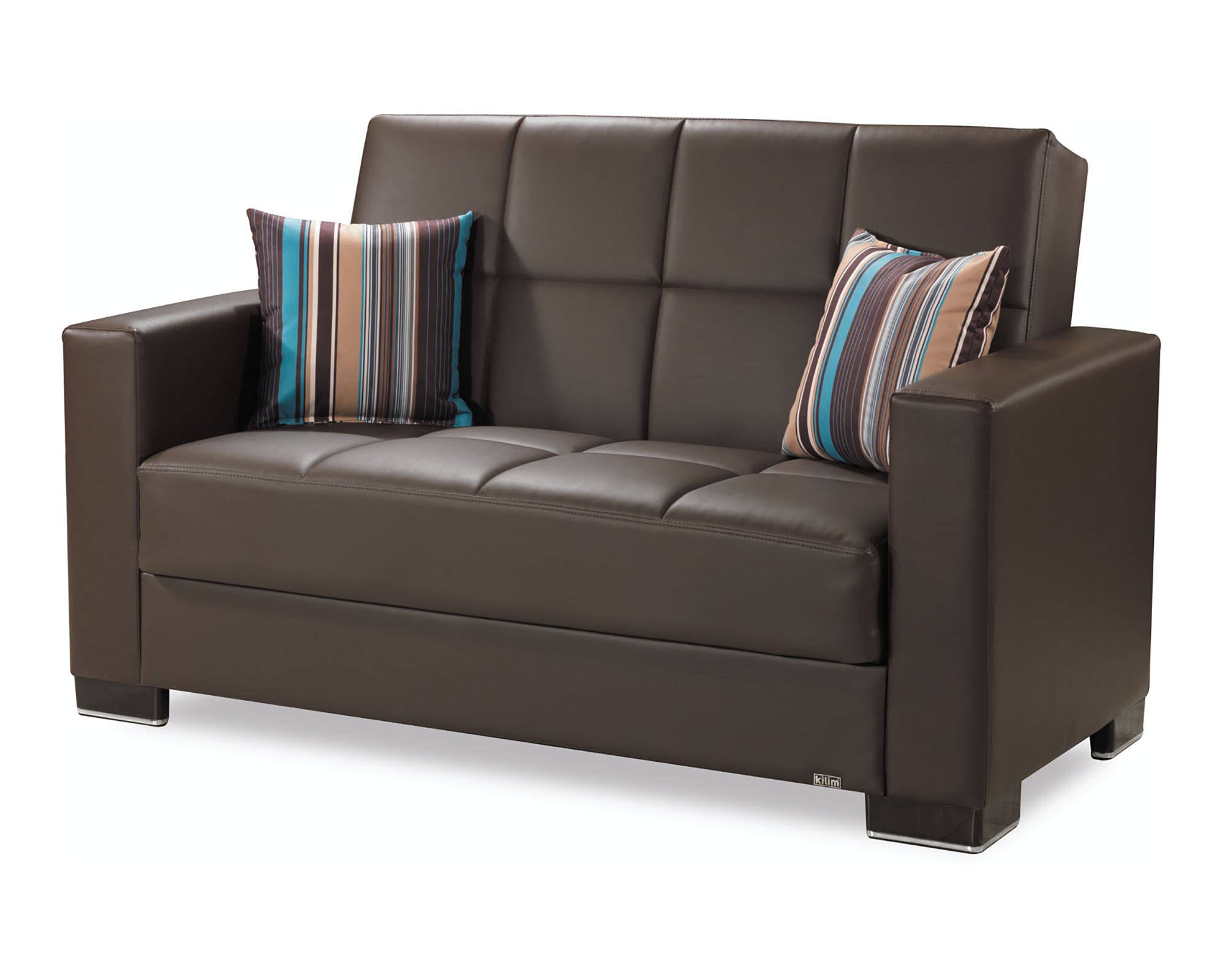 Brown PU Leatherette Loveseat I697