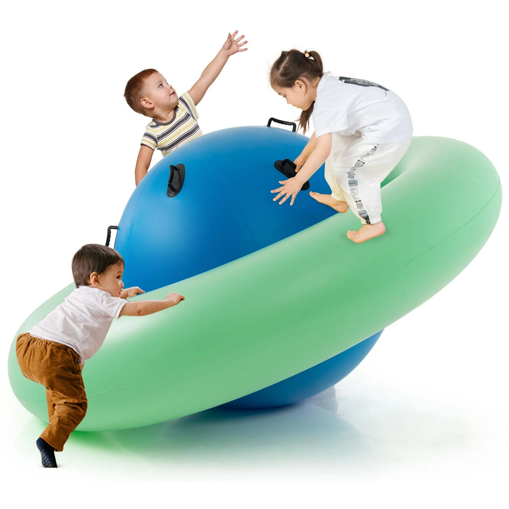 Green & Blue Inflatable Dome Rocker Bouncer with 6 Handles Z7960