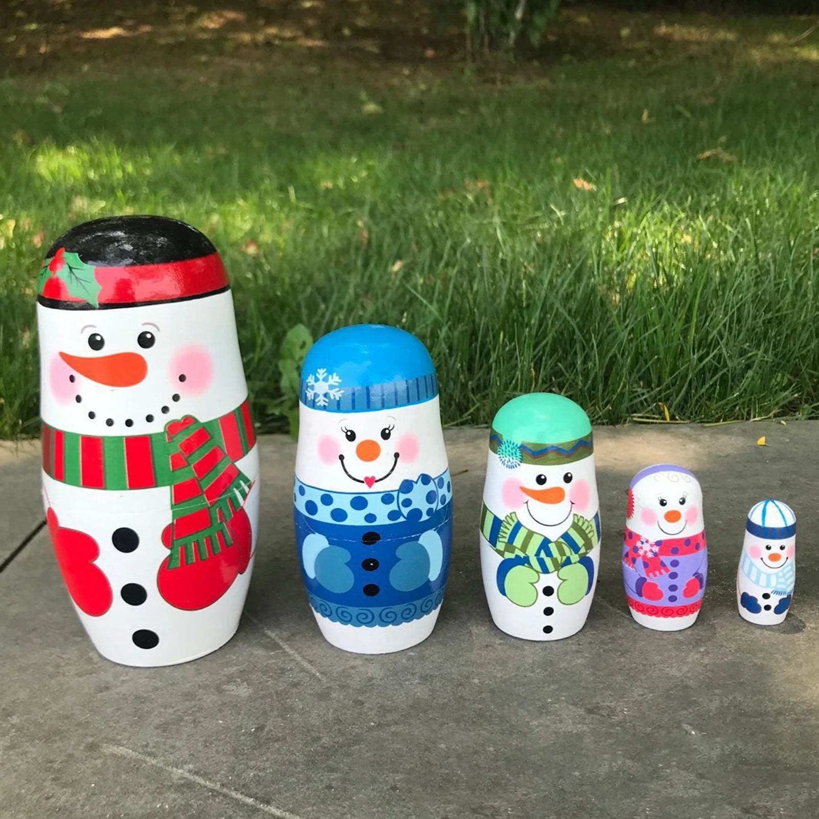 5-layer Snowman Nesting Dolls Matryoshka Wooden Toys U6083
