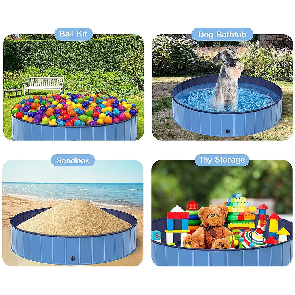 Blue L (63") Foldable PVC Pet Dog Pool E11267