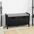 White Storage Bench with Drawers & Padded Seat Cushion B738346