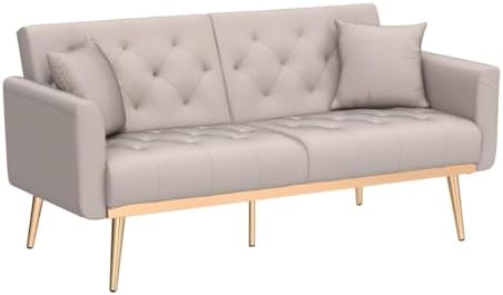 White Teddy Upholstered Futon Sofa Bed with 3 Adjustable Positions R1262