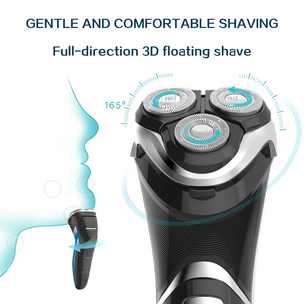 Electric Shaver Razor with Pop Up Trimmer and LED Display, IPX7 Waterproof B167