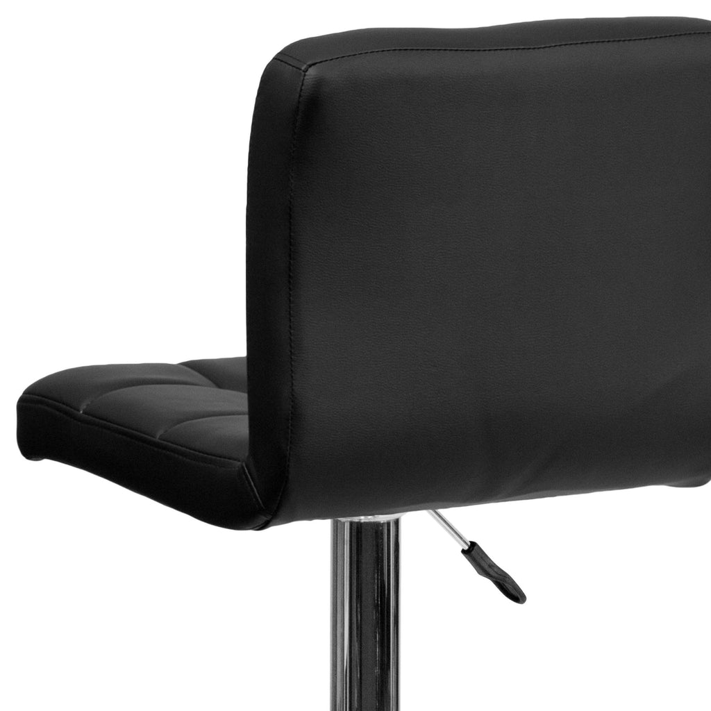 Black Quilted Vinyl Adjustable Height Barstool with Chrome Base D2765