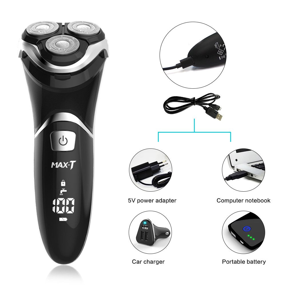 Electric Shaver Razor with Pop Up Trimmer and LED Display, IPX7 Waterproof B167