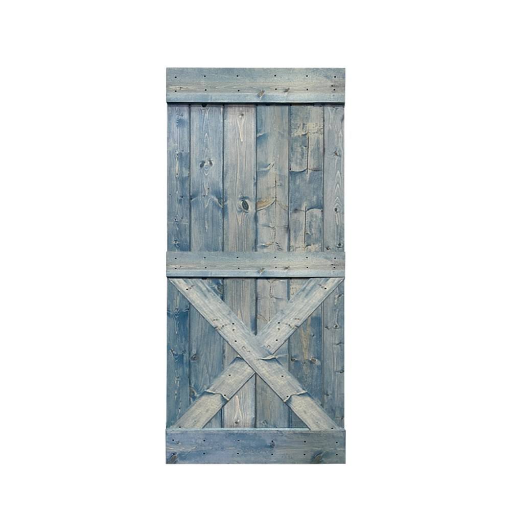 Walnut Stained Solid Knotty Pine Wood Interior Sliding Barn Door Slab H31866