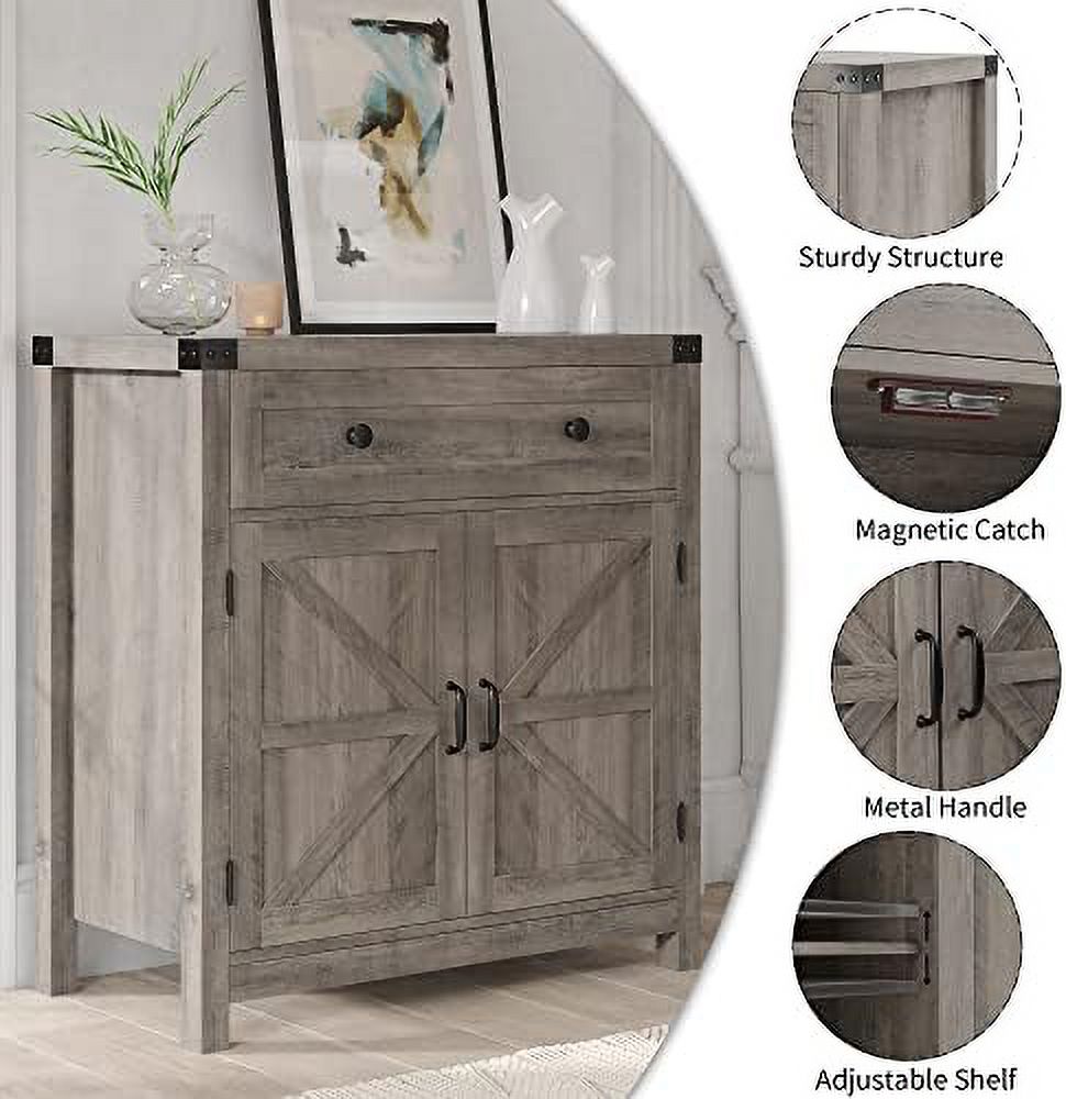 Rustic Brown Barn Door Buffet Sideboard with Drawer Z313789