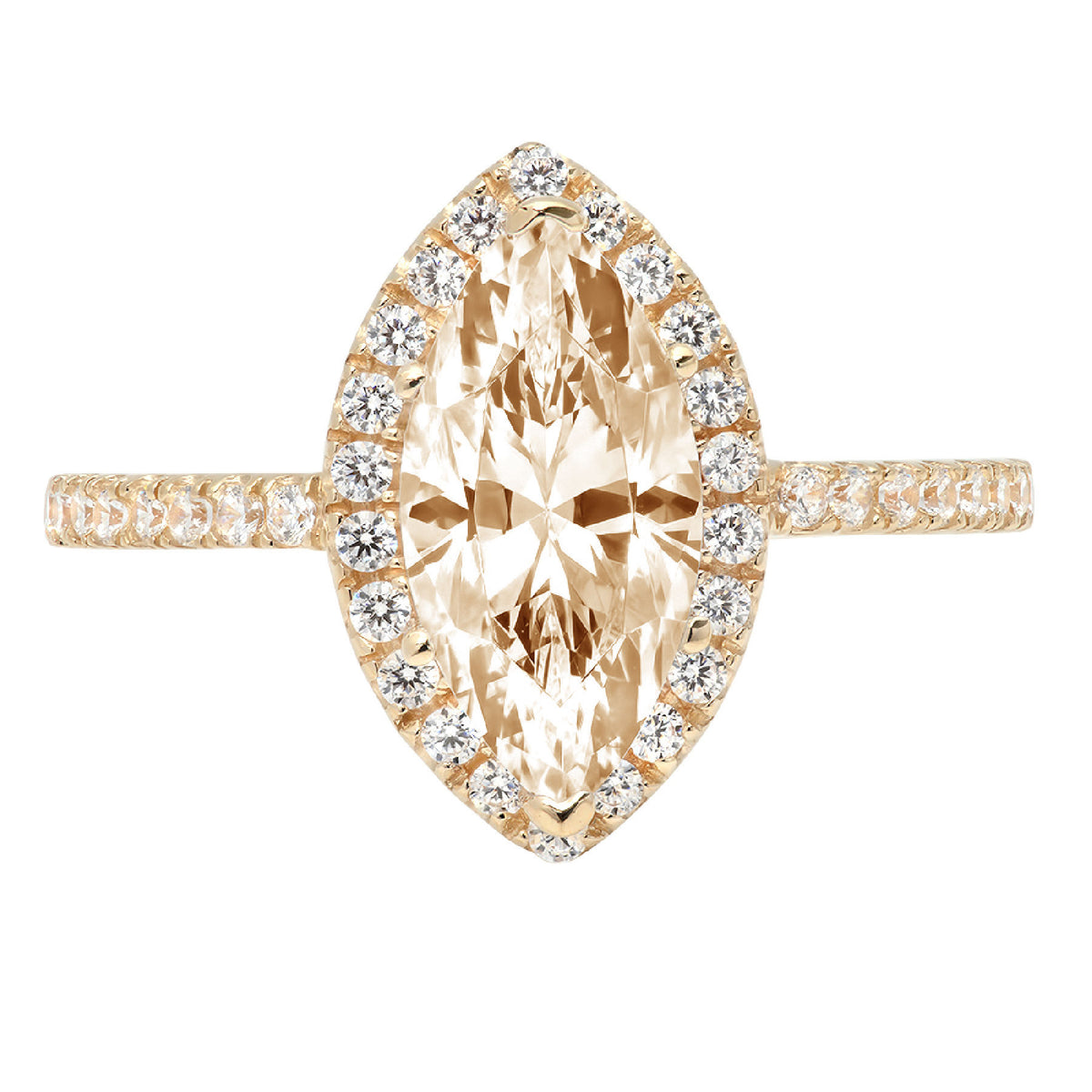 18k Yellow Gold Marquise Cut Morganite Halo Ring Z545561