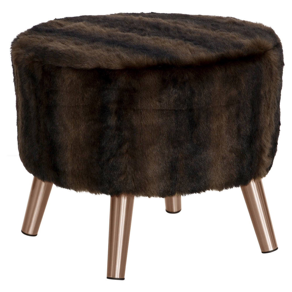 Sable Brown Round Ottoman with Splayed Legs J79593