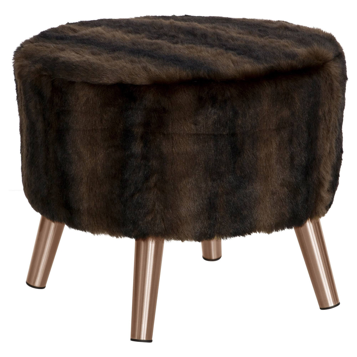 Sable Brown Round Ottoman with Splayed Legs J79593