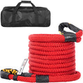 Recovery Tow Rope, 29,300 lbs, Heavy Duty Nylon Double Braided Kinetic Energy Rope with Loops and Protective Sleeves, Red A422655
