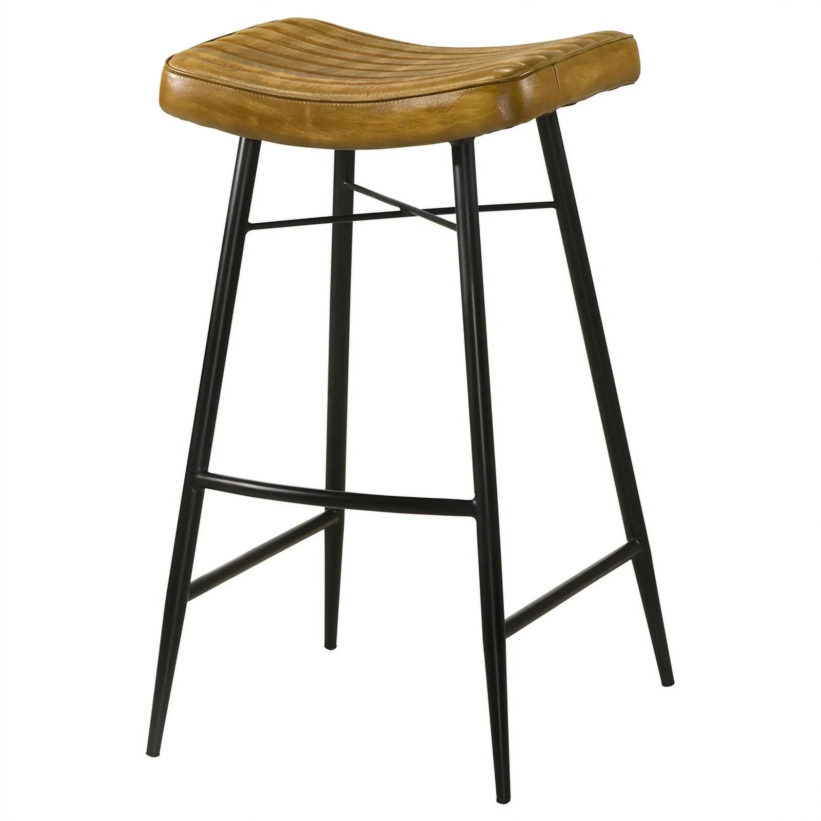 Antique Camel/Black Leather Bar Stool Y573