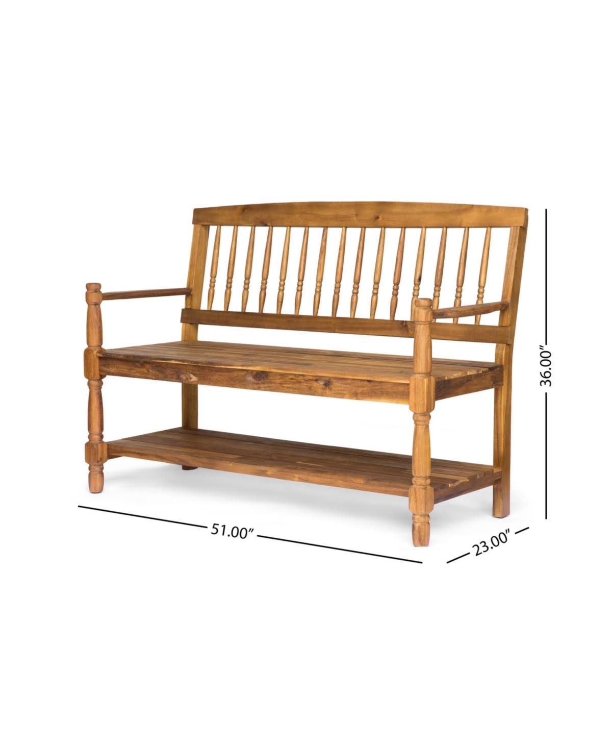 Gray Acacia Wood Bench with Shelf S953