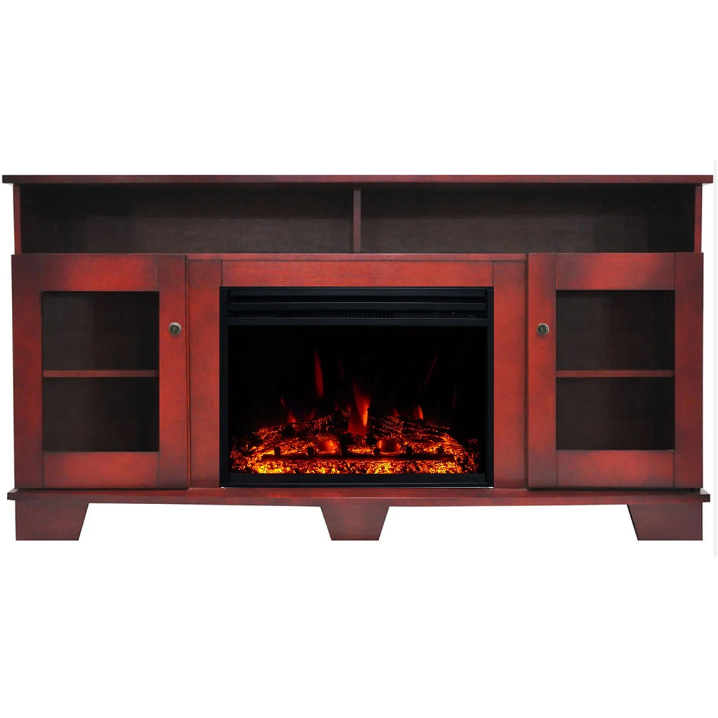 Electric Fireplace Heater with Cherry TV Stand G75117