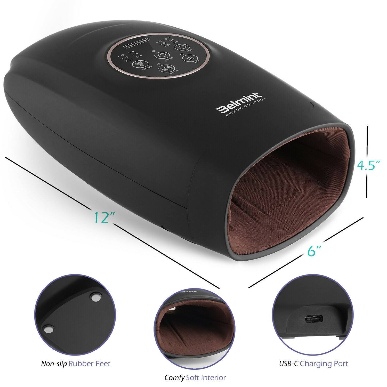 Cordless Air Compression Hand Massager with Heat - Black E5675