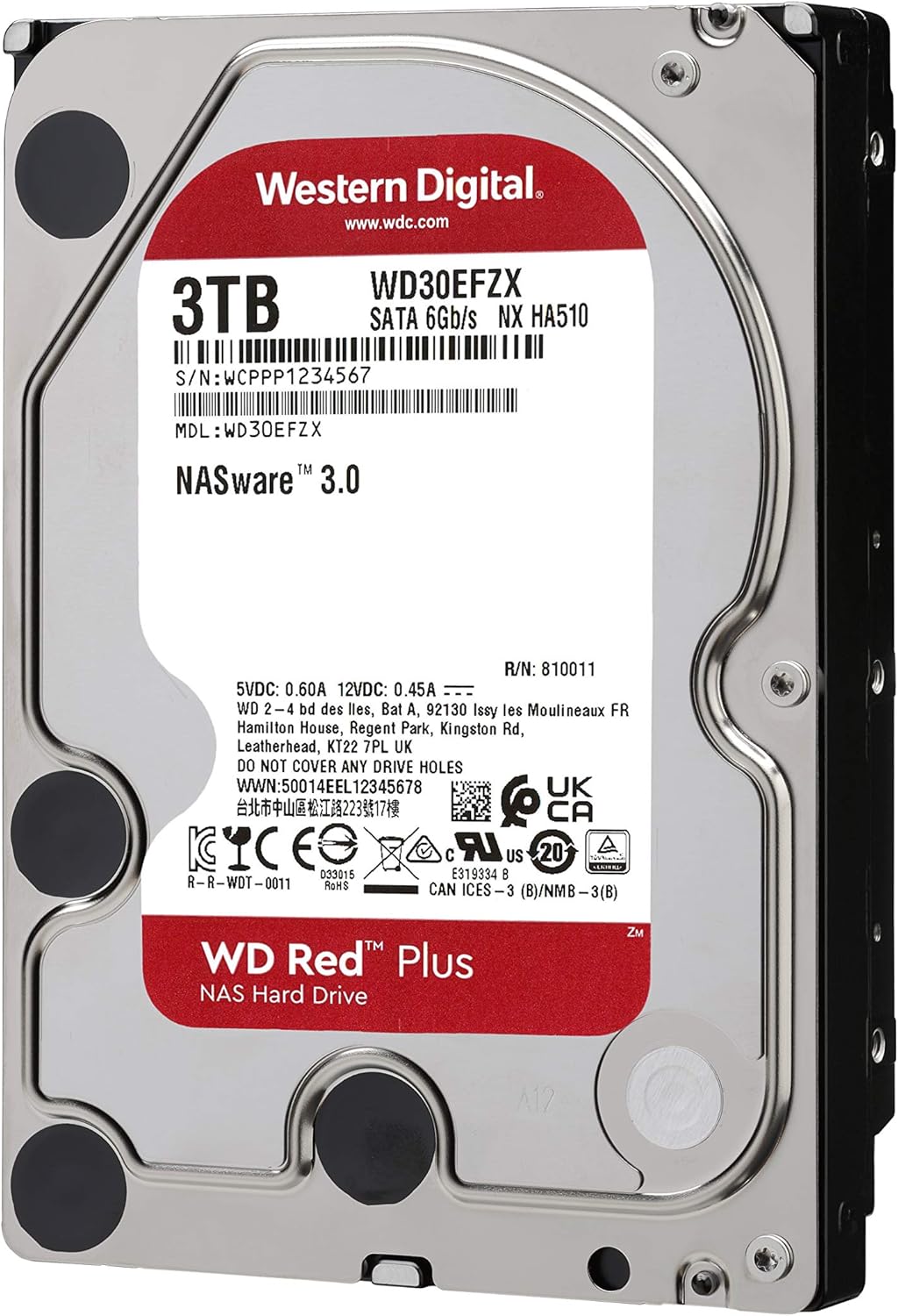 6TB WD Red Plus NAS Internal Hard Drive HDD - 5640 RPM, SATA 6 Gb/s, CMR, 128 MB Cache, 3.5 W2742