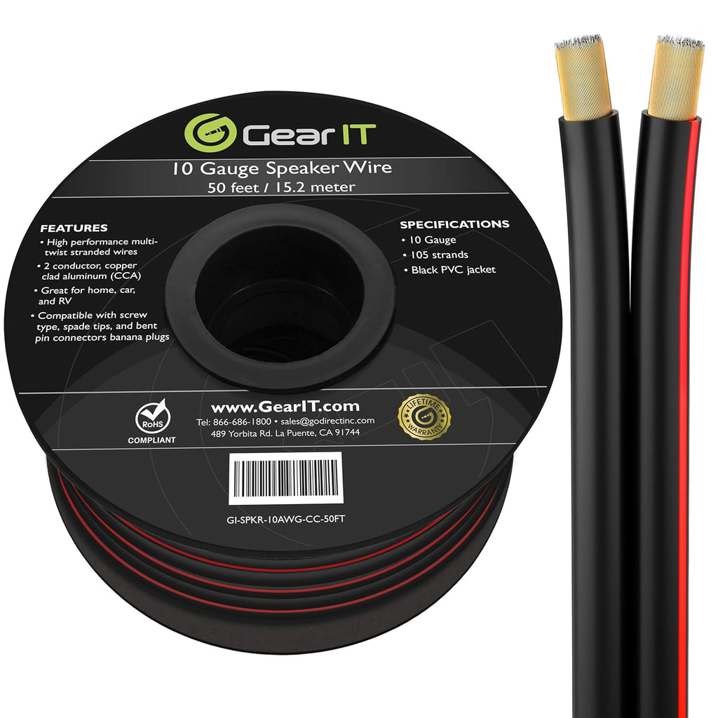 10 Gauge 100 Feet Copper Clad Aluminum Speaker Wire C150