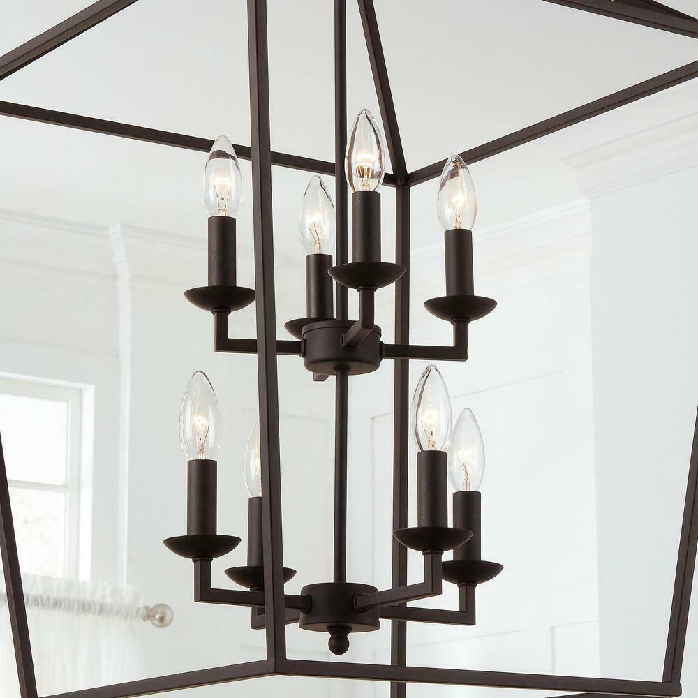 8-Light Bronze Caged Chandelier L997