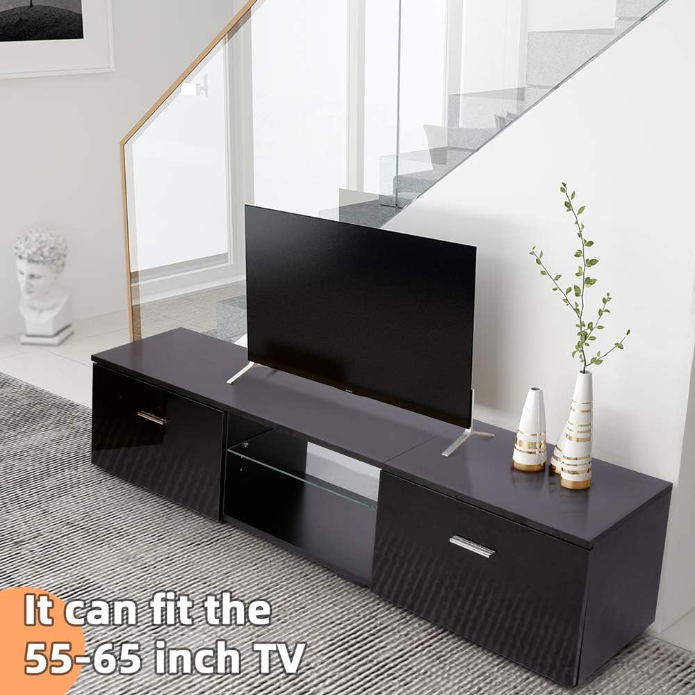 Black TV Stand with Storage Cabinets L206343