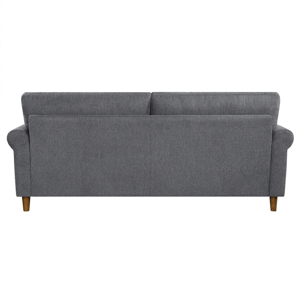 Dark Gray Fabric Upholstered Sofa with Roll Arms O1548