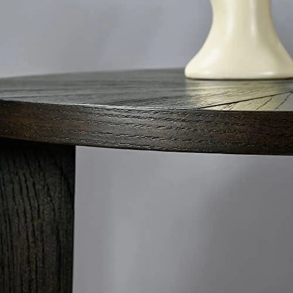 Round End Table Solid Wood 2-Tier Rustic Brown D2272