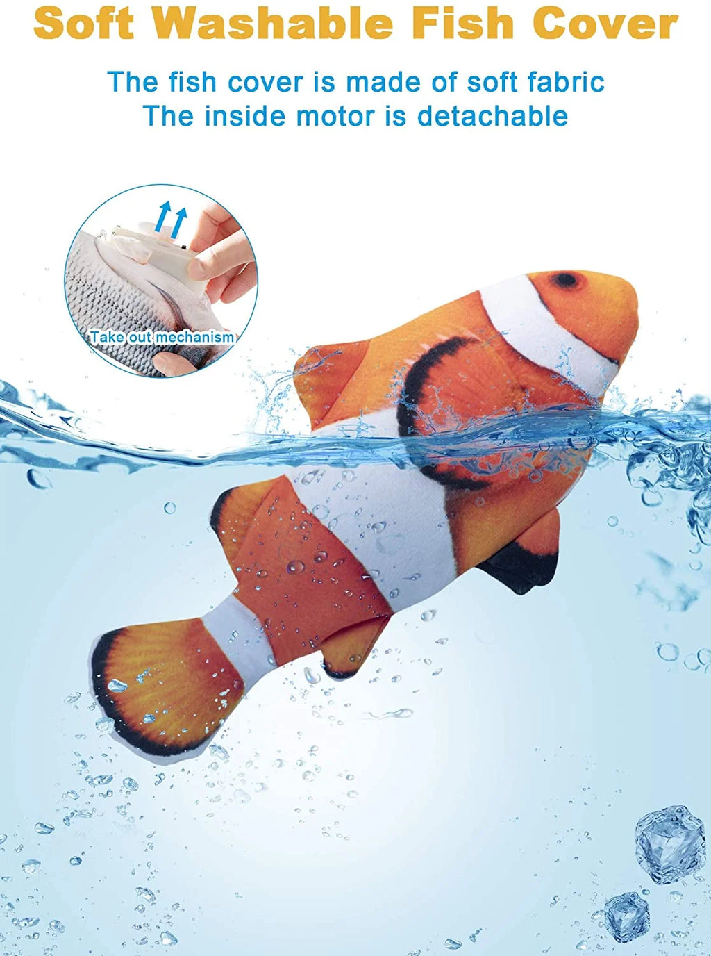 Electric Flopping Fish 10.5" Plush Cat Toy S337