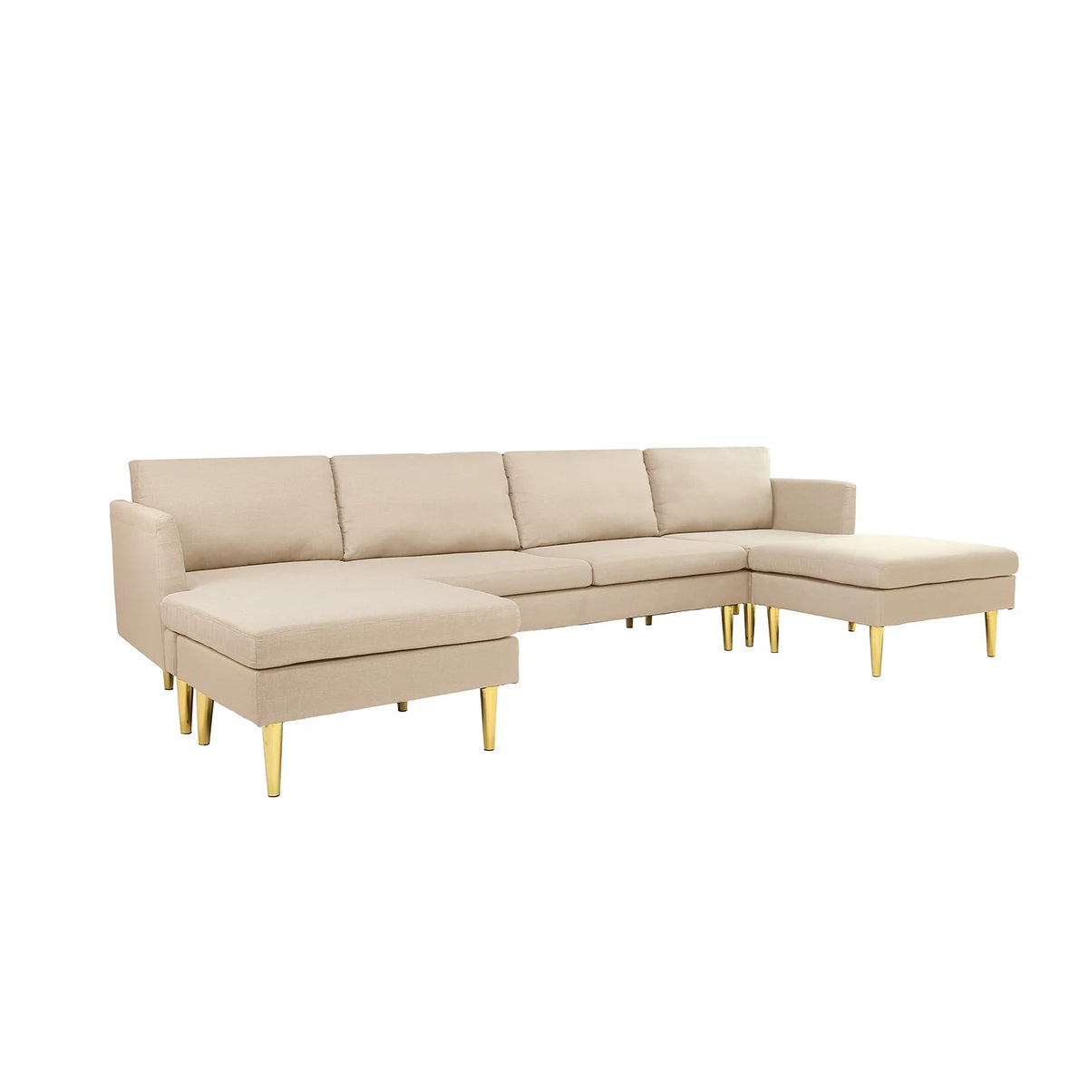 Modern Convertible Polyester Sectional Sofa with Ottoman Q7582