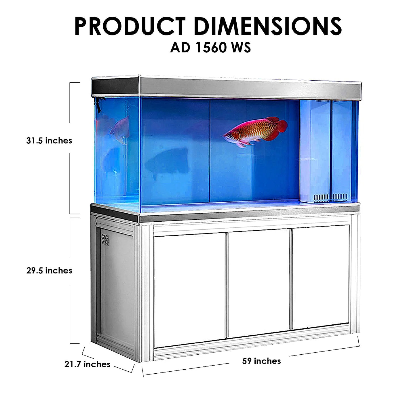 200 Gallon Tempered Glass All-in-one Aquarium White and Silver L71429