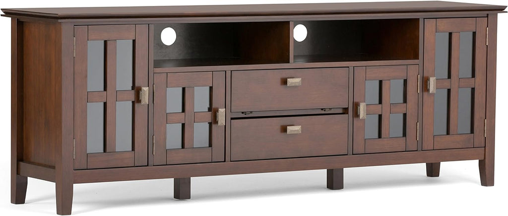 72 inch Solid Wood TV Media Stand with Glass Doors A498798