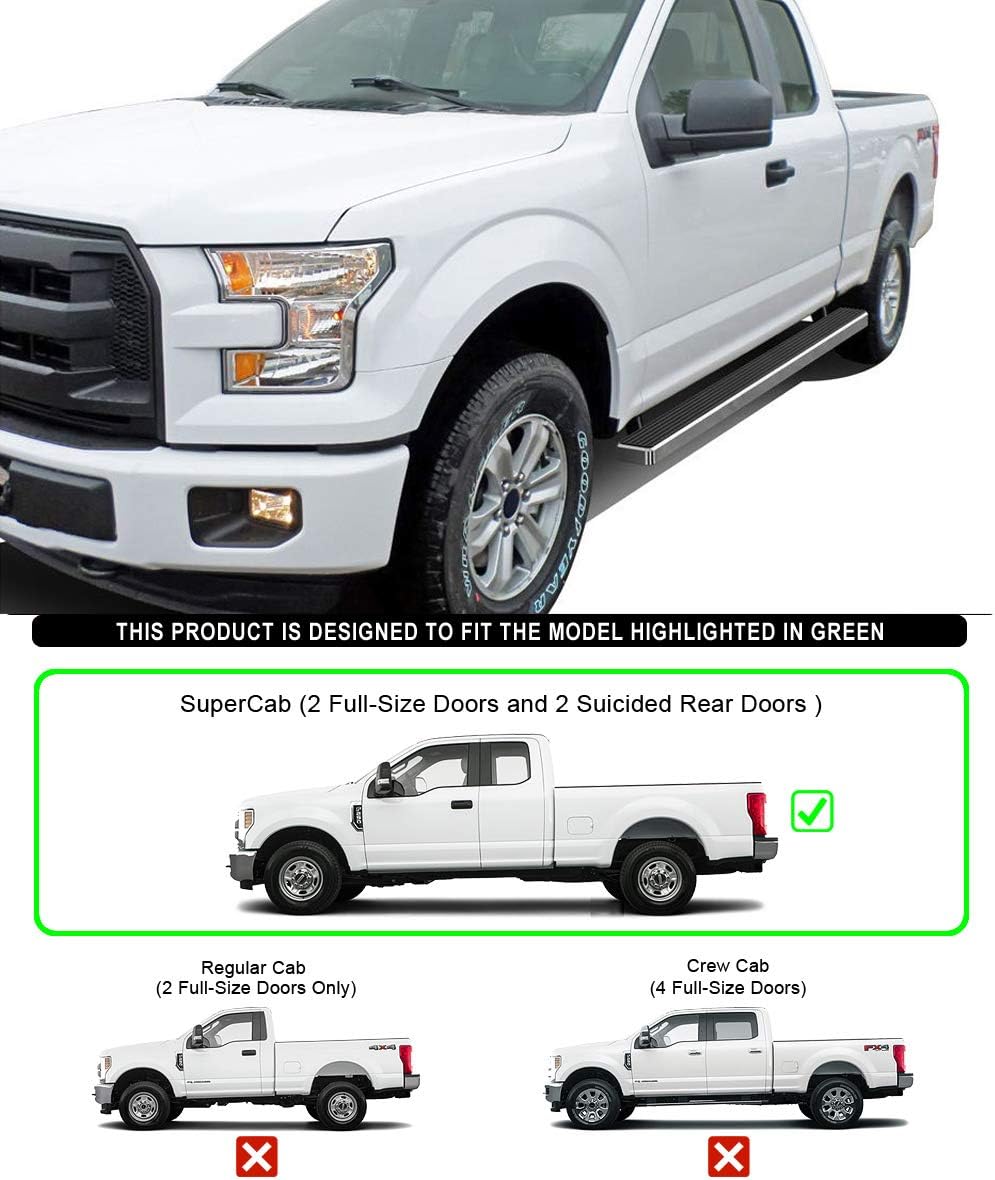 4in Running Boards Compatible with Ford F150 Super Cab & F250 K853143