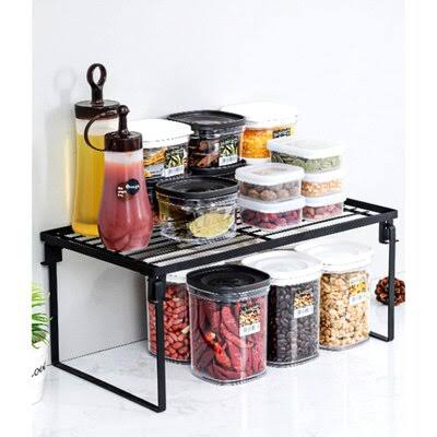 Stackable Cabinet Foldable Storage Shelf Rack Spice Storage Shelf Countertop Organizer Kitchen Shelf Cabinet L3015