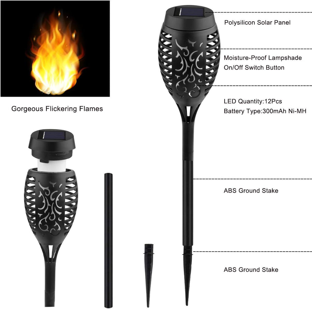8Pack Solar Torch Light with Flickering Flame F365